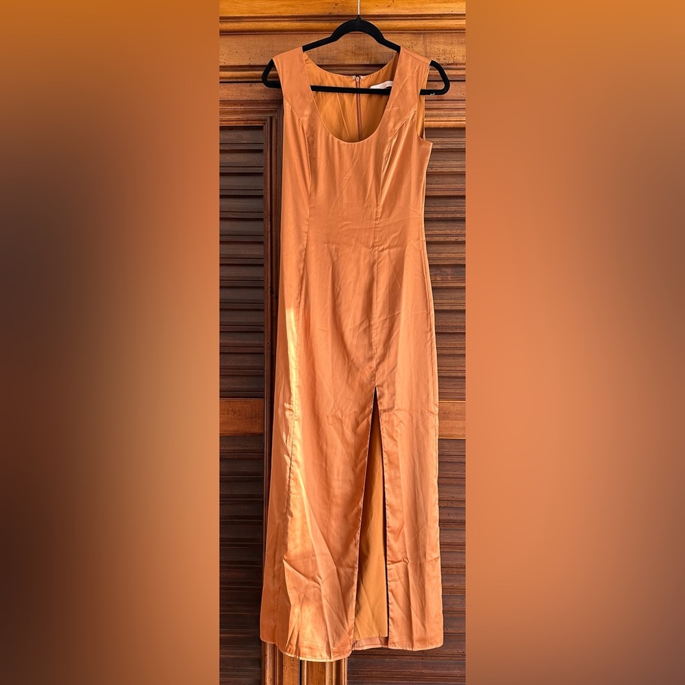 Hutch Lolo Satin Maxi Dress size small 2-4 New no tag copper color - Picture 3 of 7